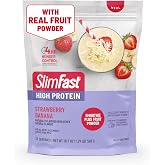 SlimFast High Protein Smoothie Mix Plus Fruit Powder, High Protein Meal Replacement Powder, Fiber, Vitamin C, 21 Servings, 1.29 Pounds, Strawberry Banana (Packaging May Vary)