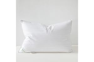 MFourbed Goose Down Feather Pillows Stripe White Bed Pillow for Sleeping,100% Cotton Fabric Good for Side and Back Stomach Sl