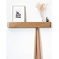 Kazai. Wall-Mounted Coat Rack 'Toke' - Modern Design Coat Rack with Hidden Wall Hooks - Solid Wood Veneer Panel Coat Hanger - Oak