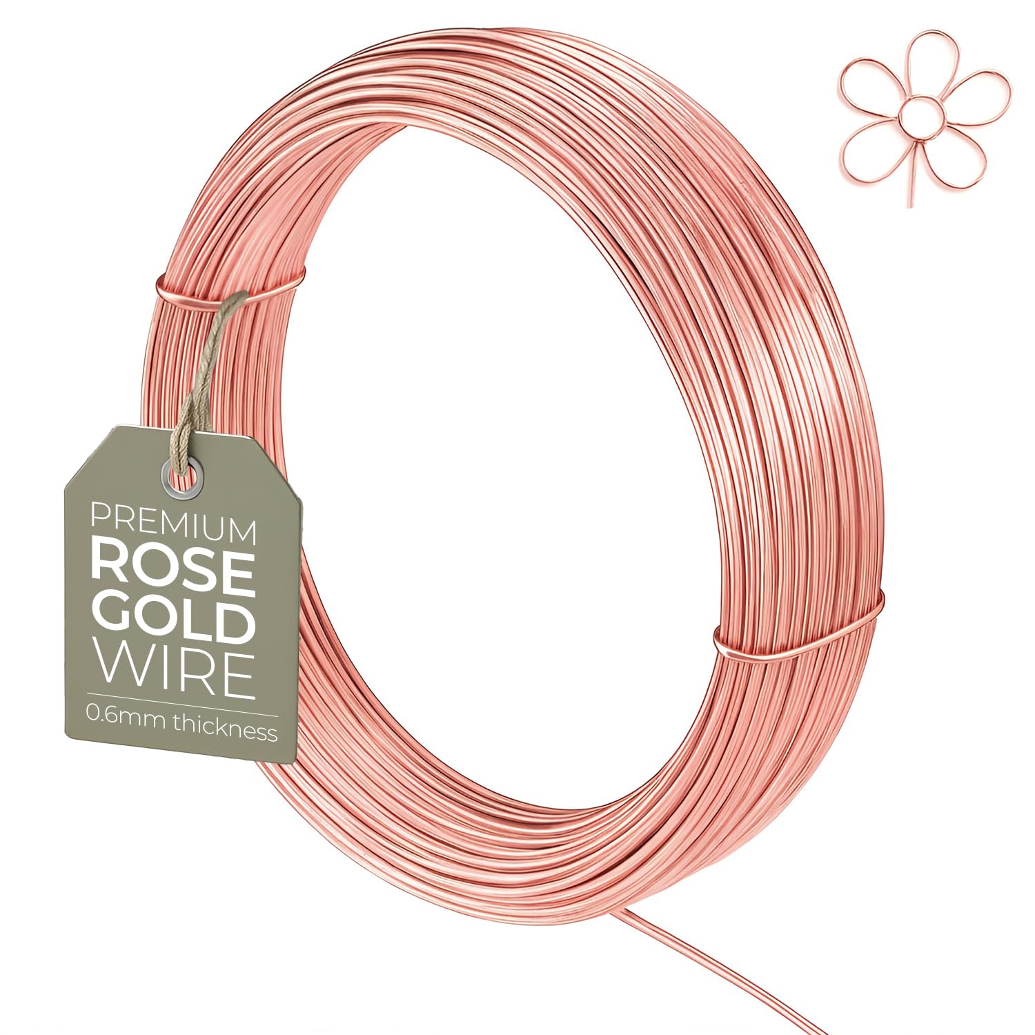 0.6mm (22 Gauge) x 10m Rose Gold Non-Tarnish Craft Wire for Jewellery, Wire Wrapping, Sculpting, Hobby Craft, Wire Modelling