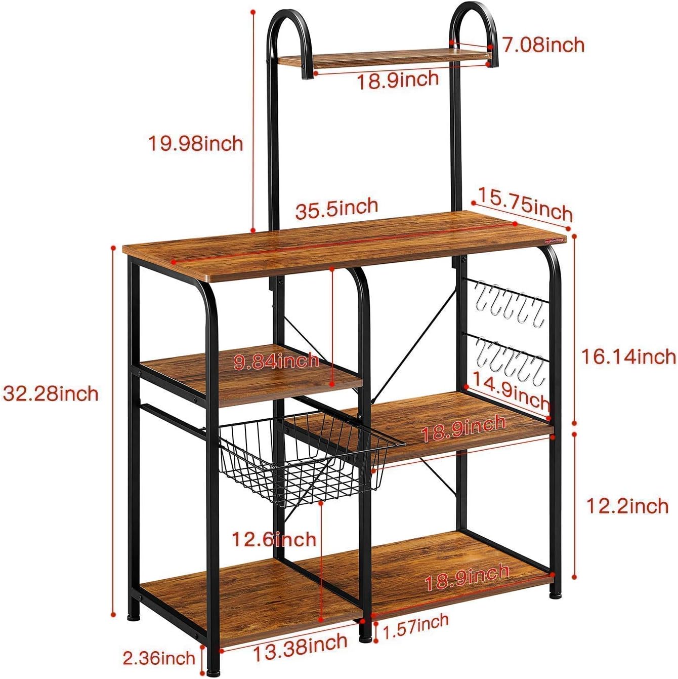 Mr IRONSTONE 3-Tier+4-Tier Kitchen Baker's Rack and 3-Tier+3-Tier Kitchen Baker's Rack （Vintage） - Standing Baker's Racks