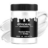 GOTIDEAL White Acrylic Paint, Titanium White Large Paint (500ml/16.9oz) | Rich Pigments Non Toxic Art Craft Paints for Canvas Painting, Craft, Wood, Rock, Painting Supplies for Kids, Adults &amp; Artists