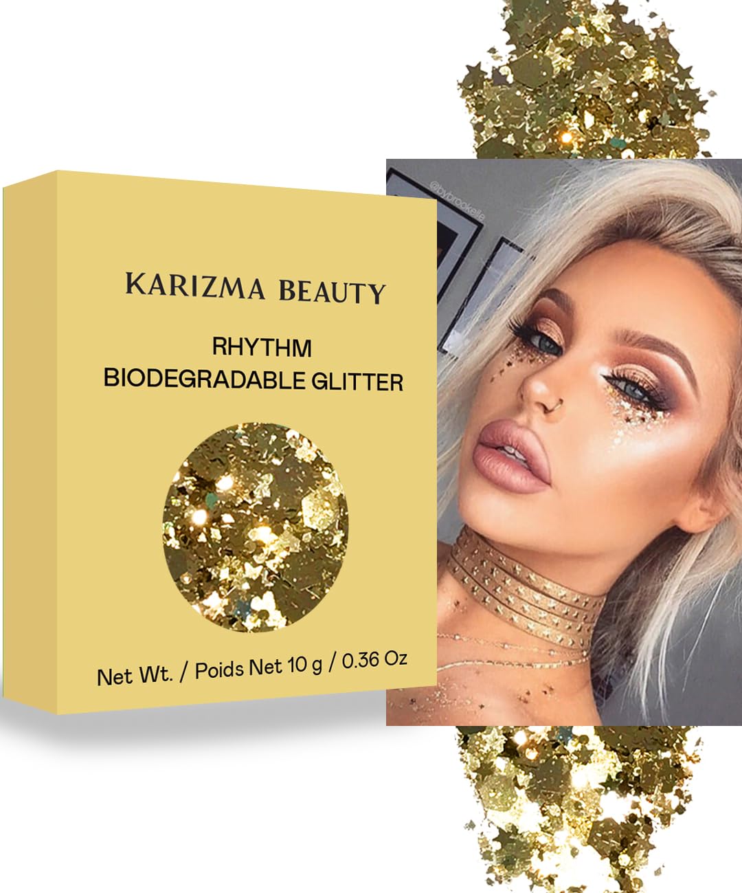 Rhythm Biodegradable Chunky Glitter // Karizma Beauty Gold Bio Glitter Eco Glitter Face Glitter 8g โ image 1