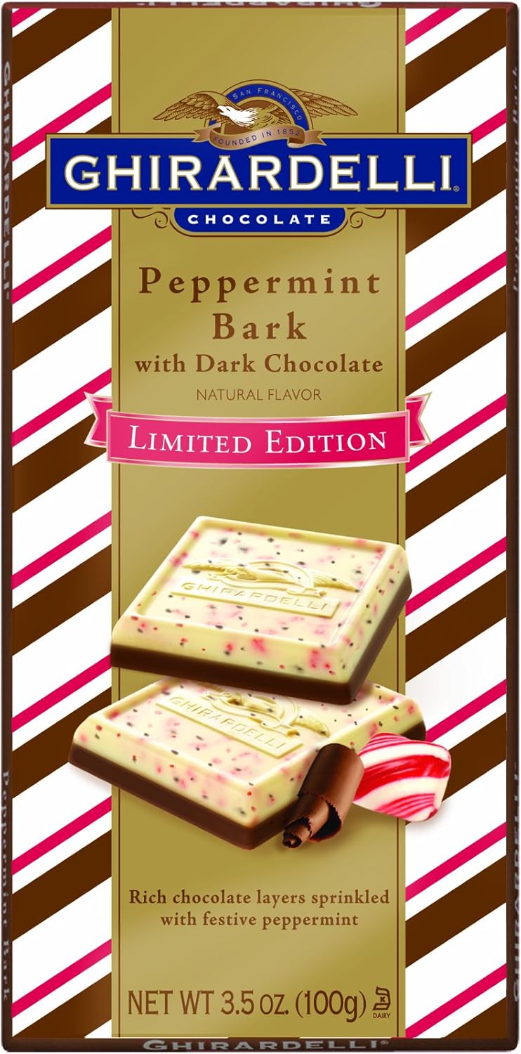 Ghirardelli Peppermint Bark With Dark Chocolate Bar 3 5 Ounce By Ghirardelli Amazon Co Uk Grocery