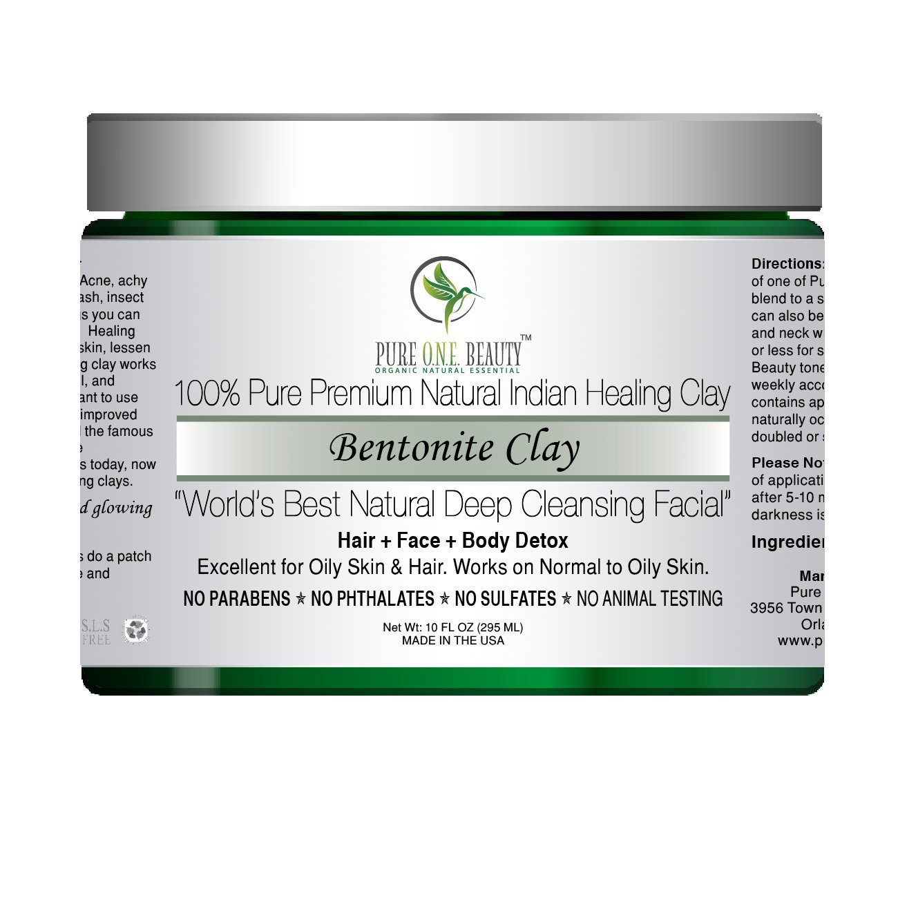 100% Pure Premium Natural Indian Healing Clay; Bentonite Clay: World’s Best Natural Deep Cleansing Facial