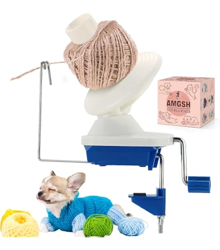 Enrouleur Manuel De Pelote De Laine - Blanc Et Bleu - Capacité Jusqu'à 113 G - Pour Tricot Et Crochet