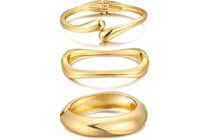 IF YOU Chunky Gold Bangle Bracelets for Women, Dainty 14k Gold Plated Big Stackable Bangles Set, Trendy Statement Cuff Bracelet Stack Fashion Jewelry Christmas Gifts