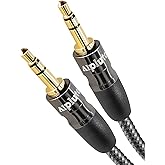 Alpluto Cable de audio de 0.138 in macho a macho (20 pies), conectores de audio estéreo auxiliares M/M de 0.138 in, color neg