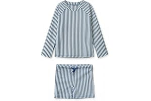 LDIOIF Toddler Boys Two Piece Swimsuit Rash Guard Set Long Sleeve Swim Shirt Swim Trunks& Shorts Bathing Suit