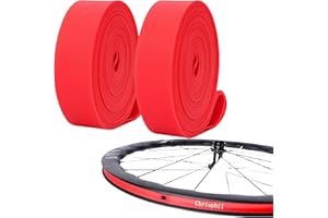 Chrisphil Bicycle Rim Strip Liner for Mountain Bike Tires, Red, Tube Protection