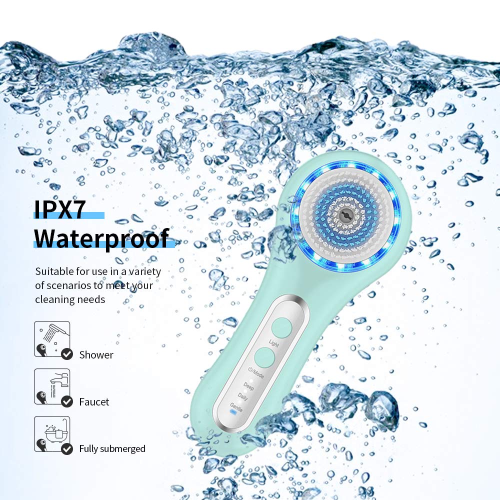 MALKERT Facial Cleansing Brush with 5 Brush Heads, 3 Modes Skin Care Brush Device, Electric Rechargeable Waterproof Face Spin Brush, Massager for Deep Cleansing and Scrubbing, Exfoliating: Beauty