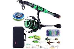 Sougayilang Fishing Rod and Reel Set Carbon Fiber Telescopic Fishing Rod 12+1BB Spinning Reel with Carry Case for Saltwater Freshwater