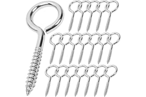 ACCZIO 20PCS 2 inches Screw Eyes M3 304 Stainless Steel Eye Screws, Heavy Duty Screw, Eye Hooks Screw Eye Bolts Eye Hooks Screw, Indoor & Outdoor Uses (20, M3-2inch)