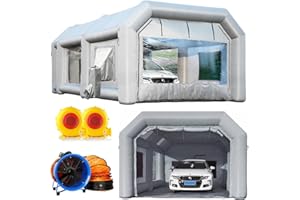 Sewinfla Professional Inflatable Paint Booth 28x15x11Ft with Air Extractor Device, Portable Spray Paint Booth with High Efficient Ventilation System for Cars, Auto Parts, Furnitures Painting