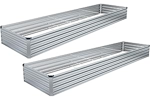 DIIYIV 2PCS 9x2x1FT Galvanized Raised Garden Bed,Raised Graden Bed Kit-Square Metal Garden Bed,Large Planter Raised Bed Outdoor,Garden Box for Vegetables,Flower,Herb(One Box of Two Piece)