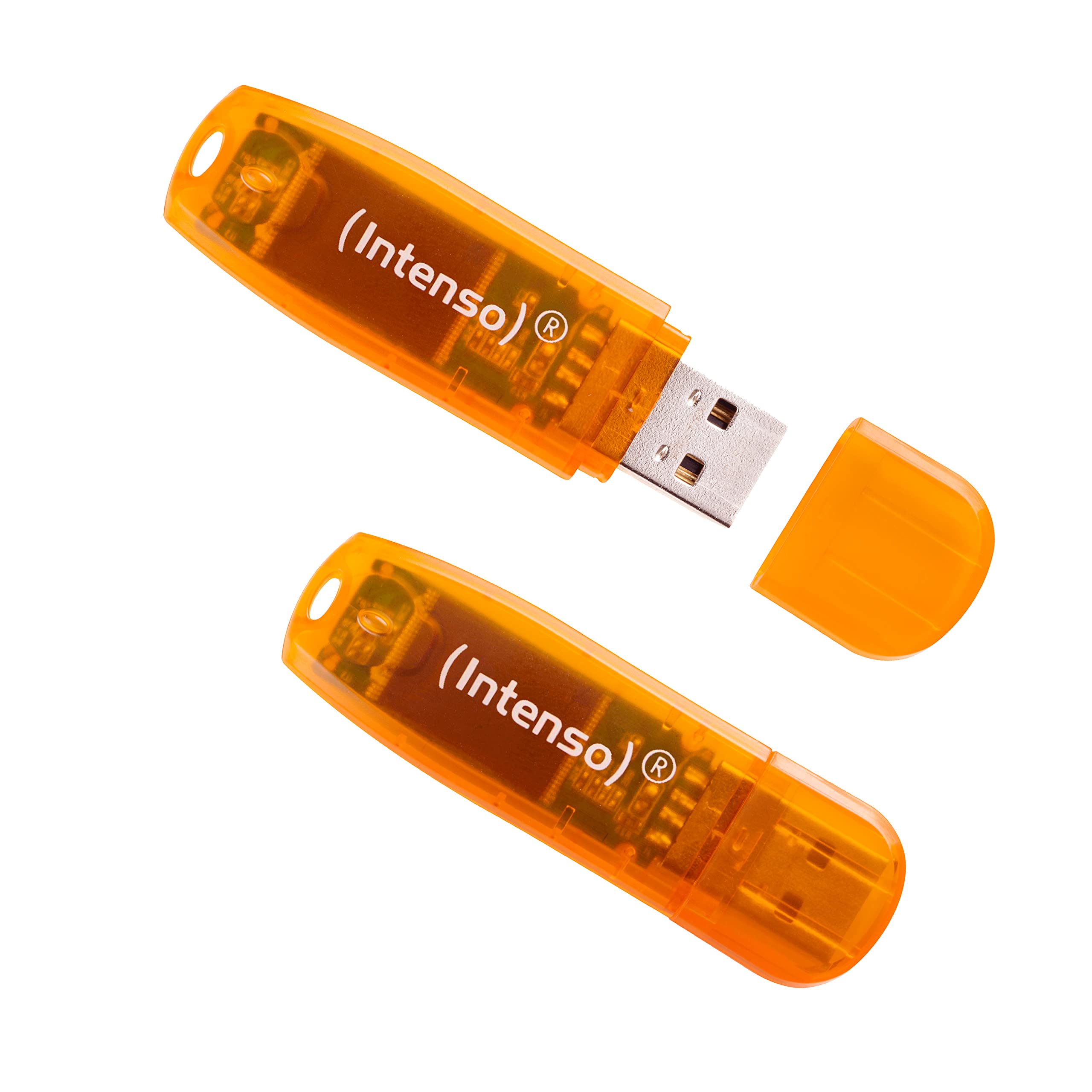 Intenso Rainbow Line 2x 64GB USB 2.0 Flash Drive Twin Pack Orange