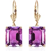 Galaxy Gold GG 13 Carats 14k Yellow Gold Leverback Earrings with Amethyst