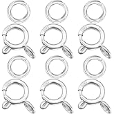 OHINGLT 925 Sterling Silver Spring Ring Clasp with Closed Jump Rings,Round Trigger Lobster Clasp for Bracelet Necklace Connectors DIY Jewelry Making Supplies Made in Italy
