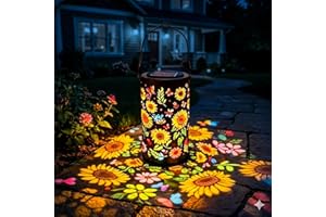 Colorful Sunflower Glow Solar Garden Lantern, No Electricity or Cords Needed, Solar Lanterns Outdoor Waterproof for Garden, P