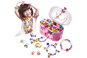 BIRANCO. Pop Beads, Jewelry Making Kit - Arts and Crafts for Girls 3-7 Years Old, Snap Beads Toys - Necklace, Bracelet, Ring Creative DIY Set - 520 pcs