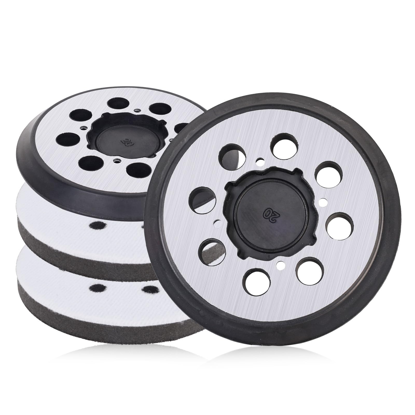 Metal Sander Pad for Dewalt, 4 Pack 125mm Orbital Sander Pad Replacement, Backing Sanding Pad with Foam Polishing Pads for Dewalt Sander Parts DWE6421K DWE6423K DW6420 DWE64233 N329079 by 4 Screw Hole