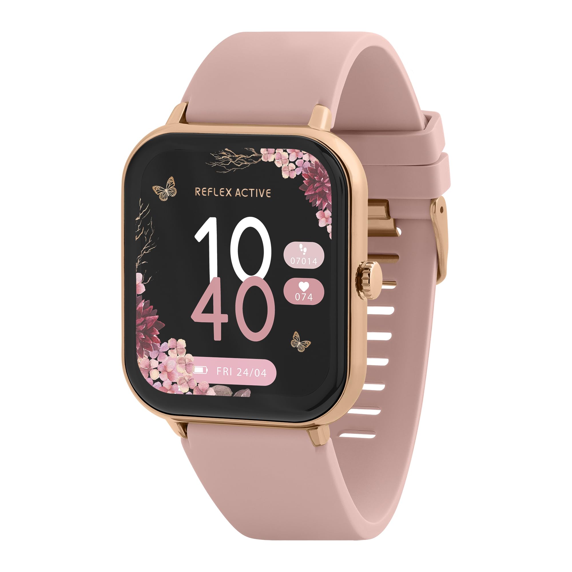 Reflex Active Series 23 Rose Gold Plated Pink Strap Fitness Calling Smart Watch