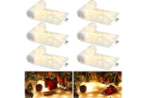 Retisee 6 Pcs Christmas Snow Blanket with Lights for Christmas Village 15 Inch x 10ft Fake Glittered Snow Runner Village Pre Lit Blanket Roll Table Decor for Xmas Winter Holiday Display