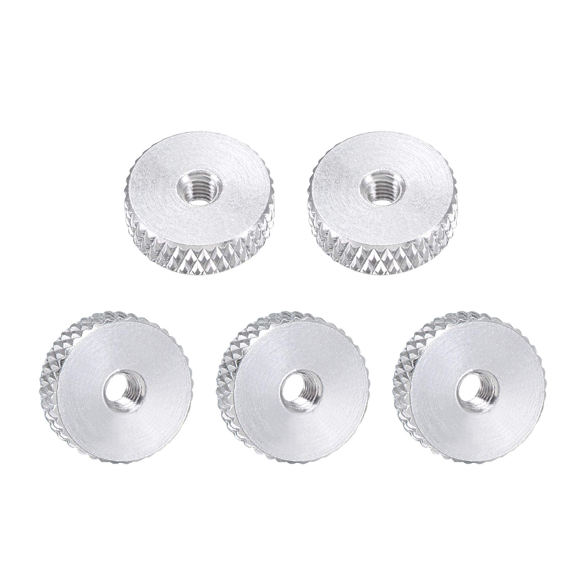 sourcing map Flat Knurled Nut - M3 x 12mm x 4mm Thumb Nuts Lock Adjusting Nuts Aluminum Alloy Silver 5Pcs