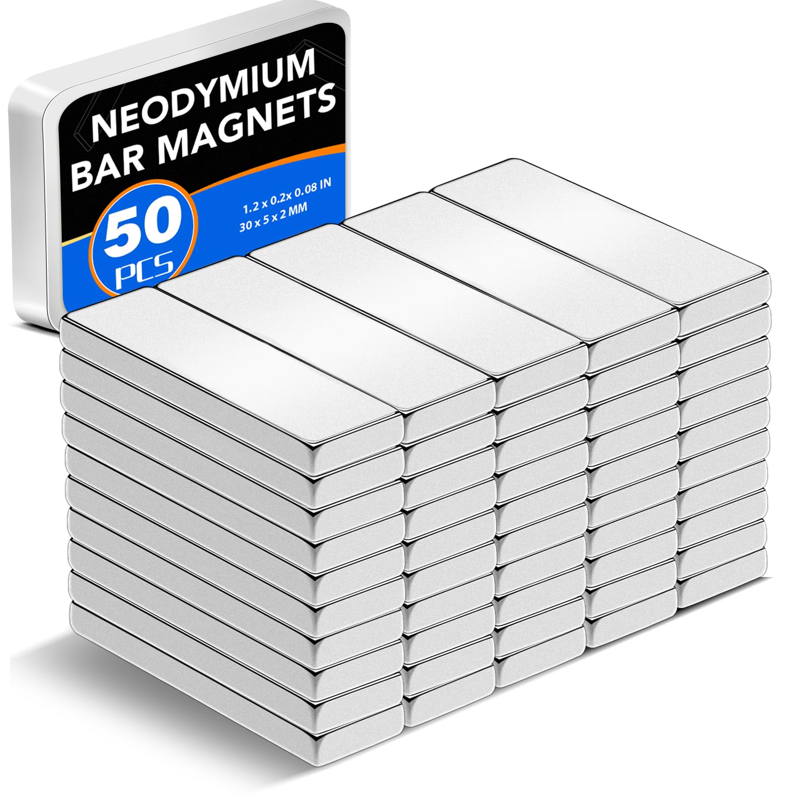 Photo 1 of  Pack Strong Neodymium Bar Magnets?Powerful Rare Earth Neodymium Magnets with Double-Sided Adhesive Perfect for Fridge, Garage, Kitchen, Craft, Office etc 30 x 5 x 2 mm