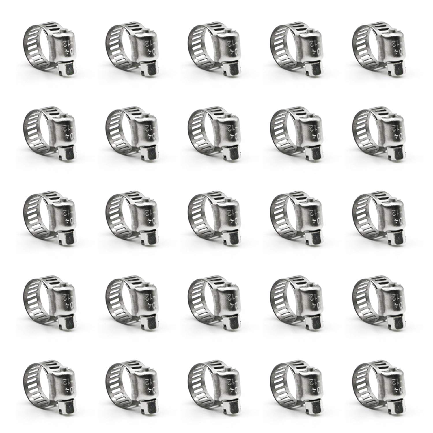 Photo 1 of ZIPCCI Hose Clamp, 25 Pack Stainless Steel Worm Gear fuel line hose clamps, 6-12mm (1/4-1/2 inch)