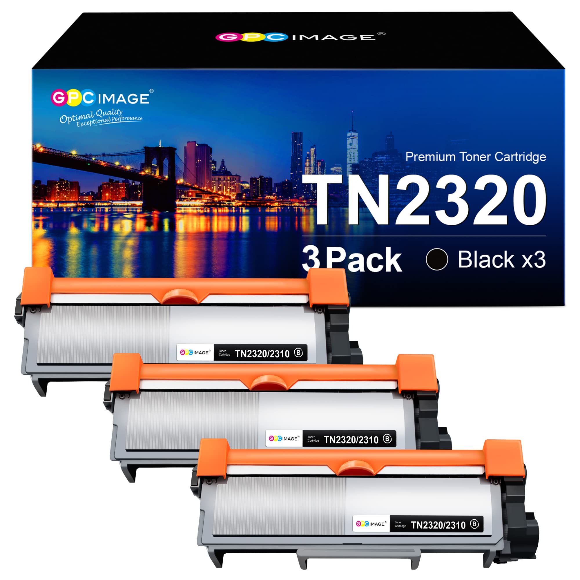 GPC Image TN2320 Toner Cartridge Compatible for Brother TN2320 Black Toner Cartridge for Brother MFC-L2700DW HL-L2300D HL-L2340DW MFC-L2740DW HL-L2365DW DCP-L2500D DCP-L2520D HL-L2360DW (Black 3-Pack)