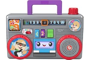 Fisher-Price Laugh & Learn Busy Boombox, Retro-Inspired Musical Infant Activity Toy with Learning Content for Baby and Toddlers (Amazon Exclusive)