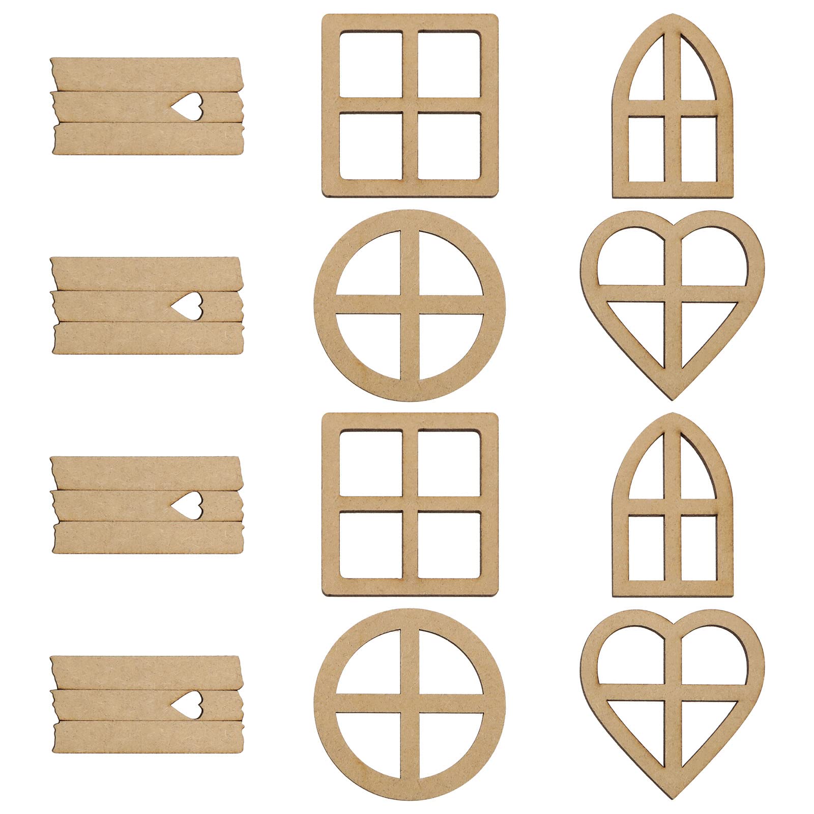 VGOL 12PCS Wooden Fairy Windows Mini Window Decorations DIY Craft Supplies Embellishments for Fairy Garden House Decor Scrapbooking Card Making Art Craft Projects