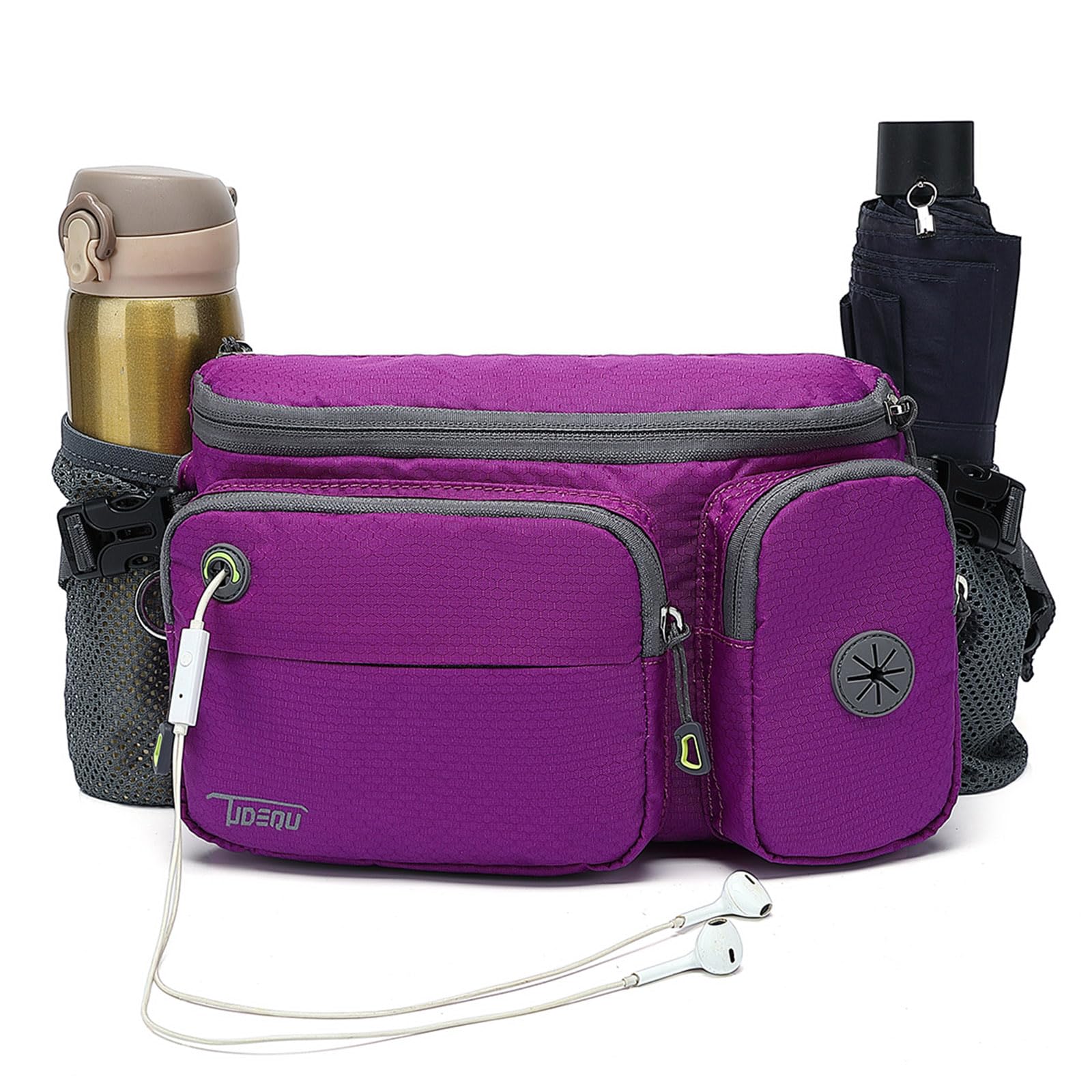 TUDEQU Dog Large Walking Bag,Bumbag,Running Waist Bag,Fanny Pack with Two Bottle Holder,Hiking Waist Pack for Men,Hip Bag