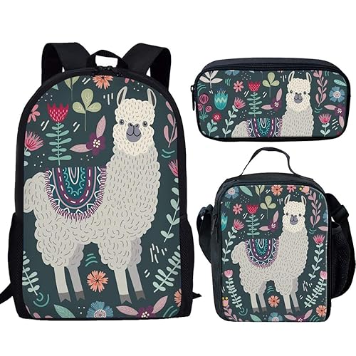 Showudesigns Alpaca Backpack for School Llama Backpack for Girls