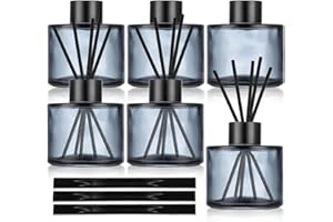 6 PCS Reed Diffuser Bottle，Square Transparent Glass Reed Diffuser Empty Bottle，with 30 pcs Reed Sticks,Glass Fragrance Diffus