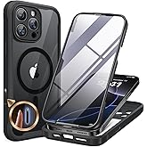 Miracase Magnetic for iPhone 16 Pro Case Full-Body Phone with Built-in Glass Screen Protector, [Compatible with MagSafe] Military Drop Proof 16 Pro Cover Bumper 6.3 inch, Black