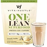 VitaHustle ONE Superfood Lean Protein – All-in-One Nutrition Shake with GLP-1 Support, 10g Plant Protein, Ashwagandha, Multivitamins & Postbiotics – French Vanilla