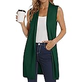 ZXZY Long Vest for Women Sleeveless Knit Cardigan Open Front Draped Sweater Duster Casual Lightweight Outwear Vests