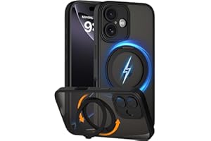 COOLQO Magnetic for iPhone 16 Plus Case with Stand, Compatible with MagSafe, Military Grade Drop Protection, Translucent Matte Scratch-Resistant Back Protective Shockproof Slim Phone Case, Black