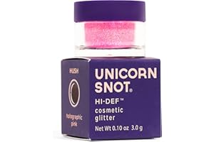 Unicorn Snot Holographic Hi-Def Cosmetic Glitter - Face & Body Glitter, Glitter Eyeshadow Makeup - Vegan & Gluten Free - 0.10oz/3g (Hush/Holographic Pink)