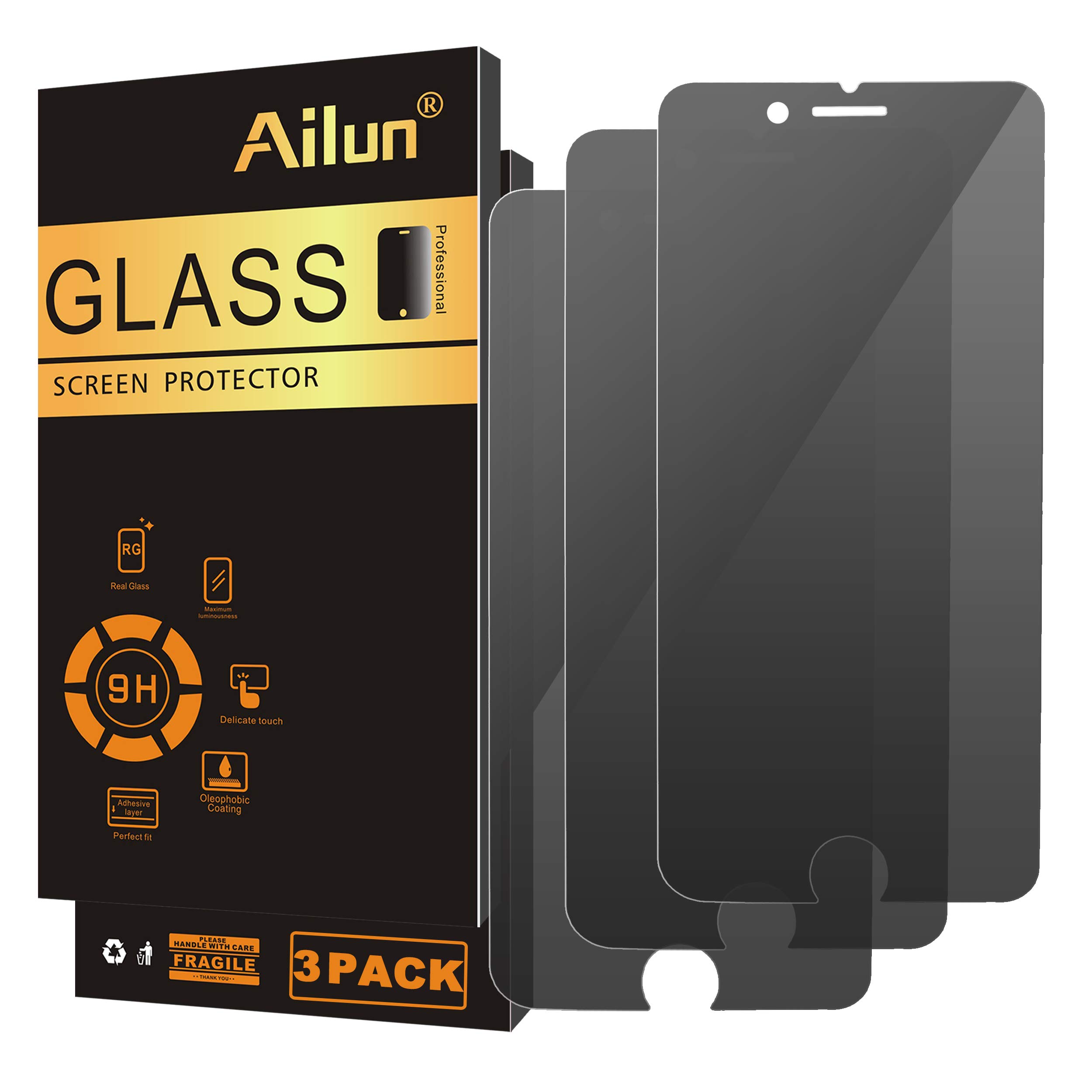 Photo 1 of Ailun Screen Protector for iPhone 8 Plus 7 Plus Privacy Anti Glare 3Pack Anti Spy Private Tempered Glass
