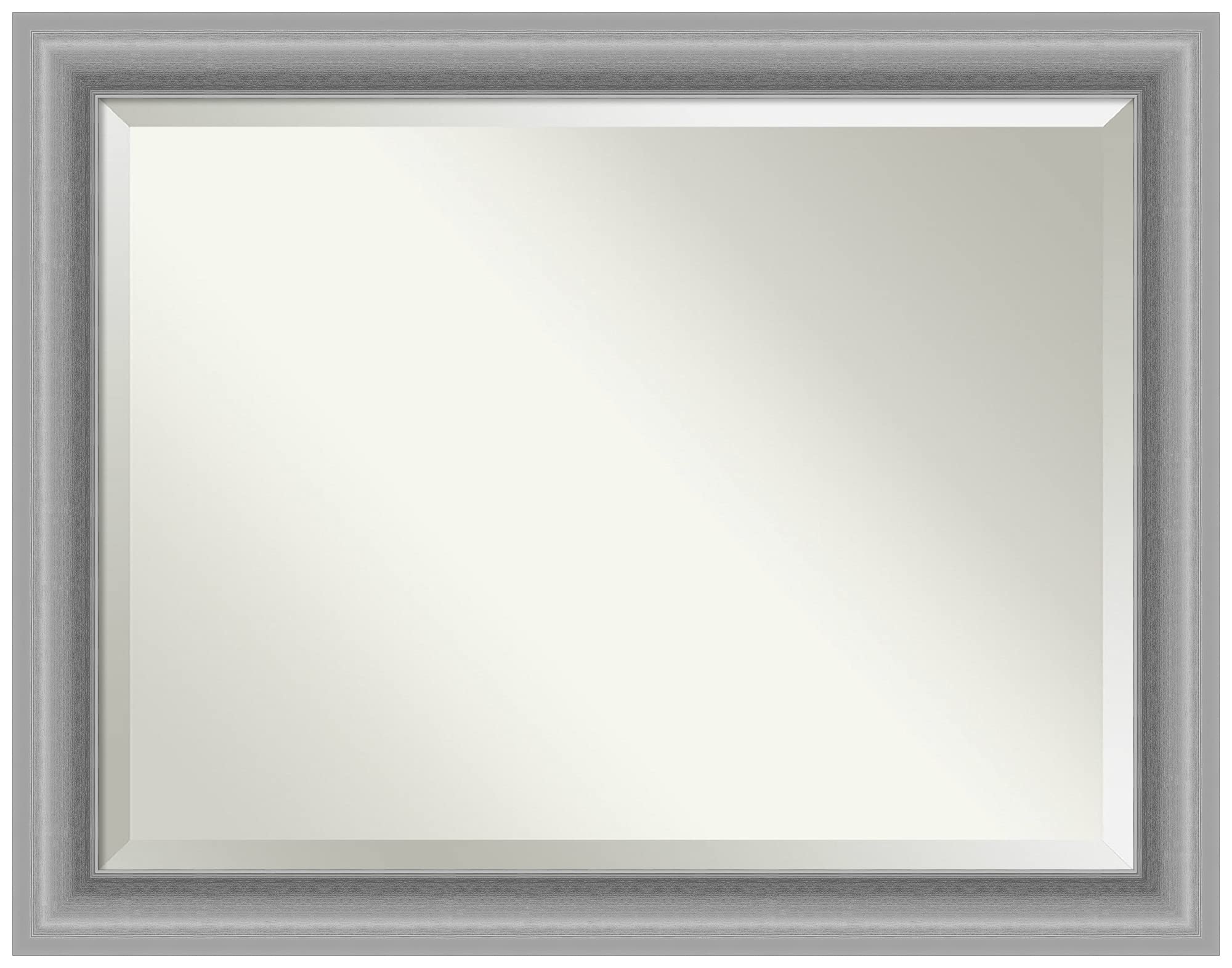 Amanti Art Silver Bathroom Mirror for Over Sink, 36x46 Peak Polished Nickel Rectangle Vanity Mirror, X-Large Traditional Frame, Hangs Horizonally and Vertically, Bathroom Wall Decor, Beveled Edge Image