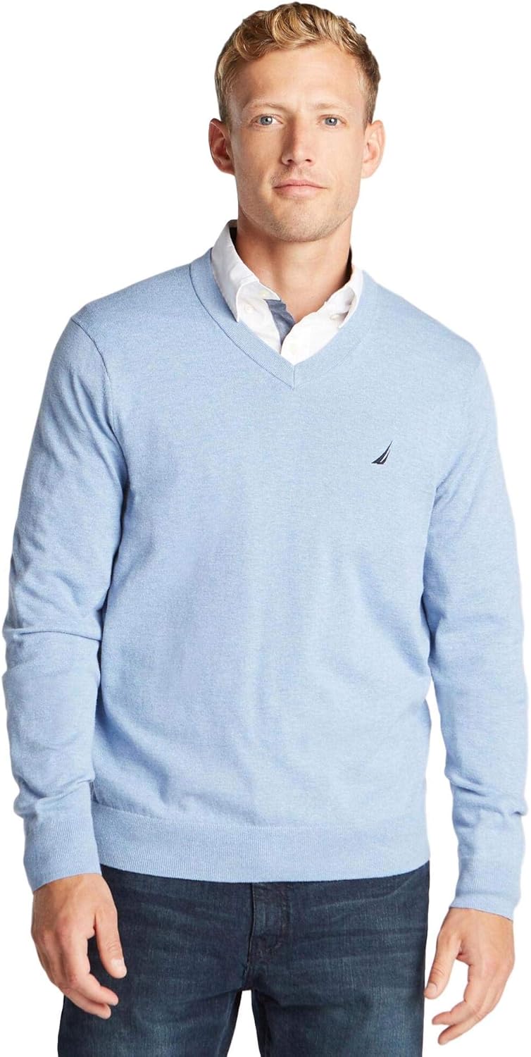 Nautica Mens Classic Fit Soft Lightweight Jersey VNeck Sweater