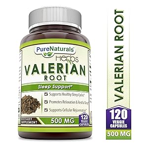 Pure Naturals Valerian Root 500 Mg, 120 Veggie Capsules- Supports Healthy Sleep Cycles* Promotes Relaxation & Restful Sleep* Supports Cellular Rejuvenation*