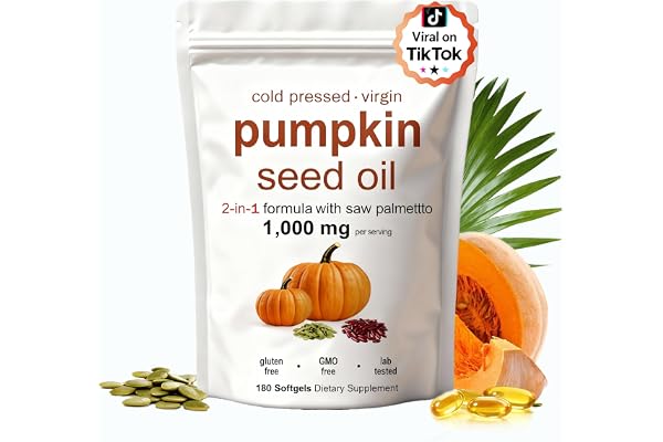 KITABIO Pumpkin Seed Oil Capsules | Pumpkin Seed Oil with Saw Palmetto - Cold-Pressed | Easy-to-Swallow Softgels – Resealable