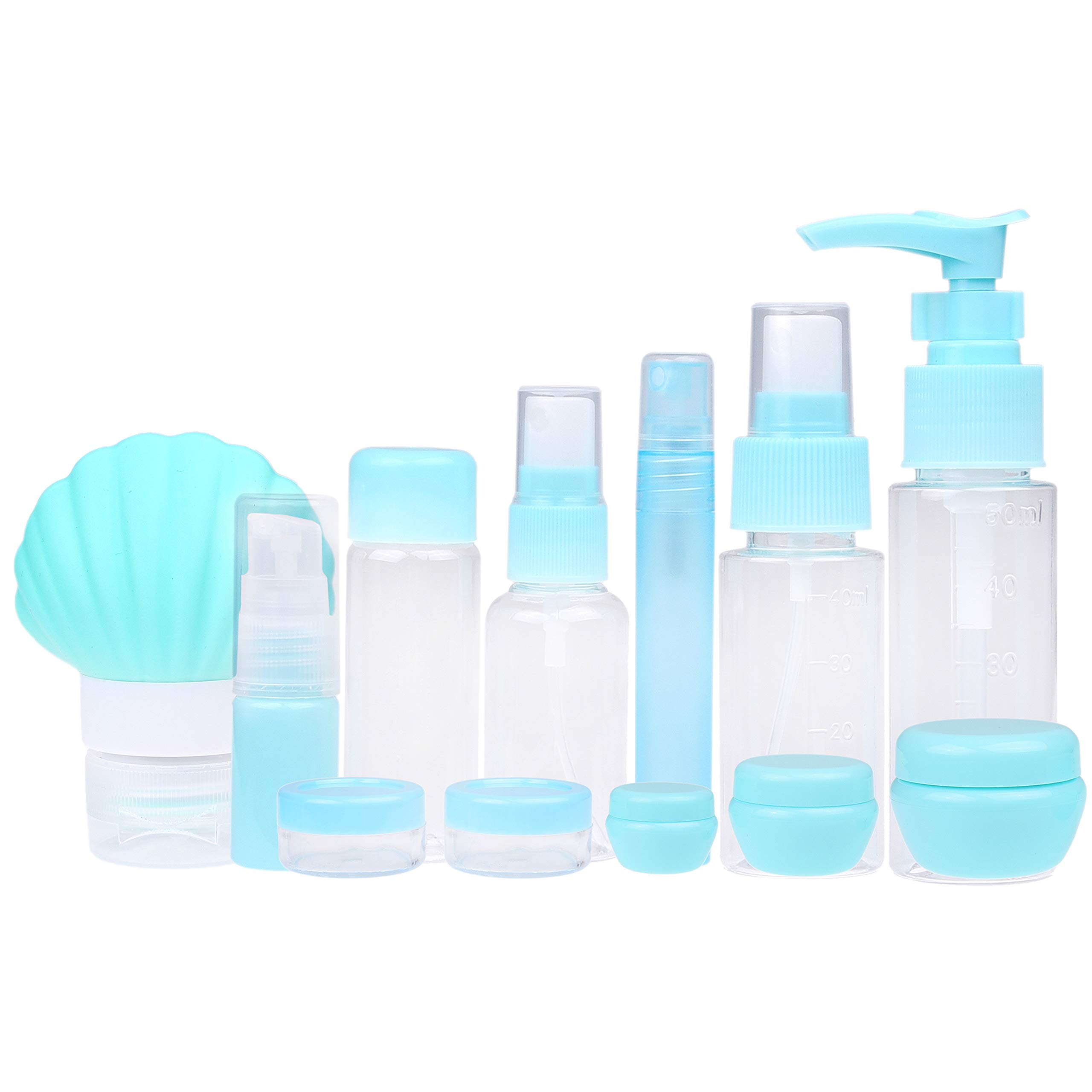 Travel Bottle Set - Refillable - TSA/Airline Approved - 12 Bottles and Jars - 3 Tools (Pipette, Funnel and Mini Spatula) - For Downsized Portions of Your Favorite Cosmetics, Lotions and Creams
