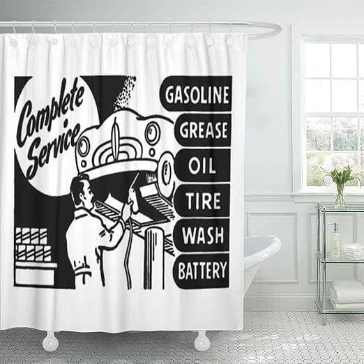 Amazon Com Semtomn Shower Curtain Automotive Vintage Complete