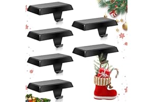 Homjoy 6 Pack Metal Christmas Stocking Holders for Mantle Heavy Duty Stocking Hangers Stocking Hook Christmas Ornaments for Counter Tables Window Fireplace Mantle Decoration (Black)