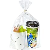 QOIUSO 50 Pcs 10x14 Inch Clear Cellophane Gift Bags with Bottom Gusset and Twist Ties – Large Flat Bottom Cellophane Treat Bags for Candy, Cookies, Bakery Goods, Valentines and Easter Party Favors